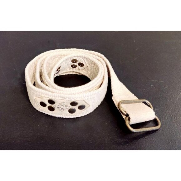 Canvas Belt Tan Brass Studs Buckle Boho Renaissance Adjustable Cottage Hippie - Picture 1 of 8